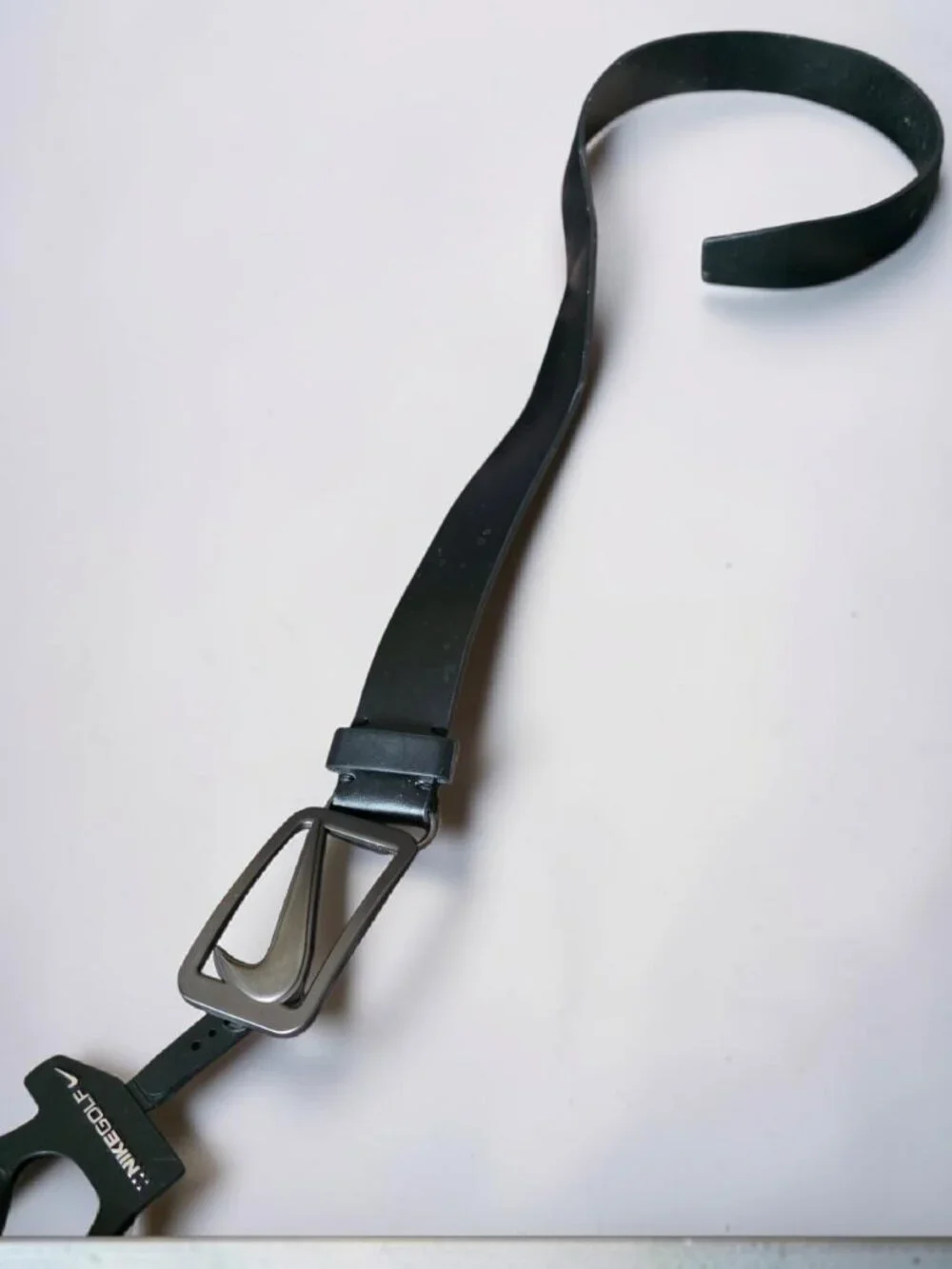 NWT NIKE ( 34 ) Golf Belt Black Leather Silver Buckle Hardware